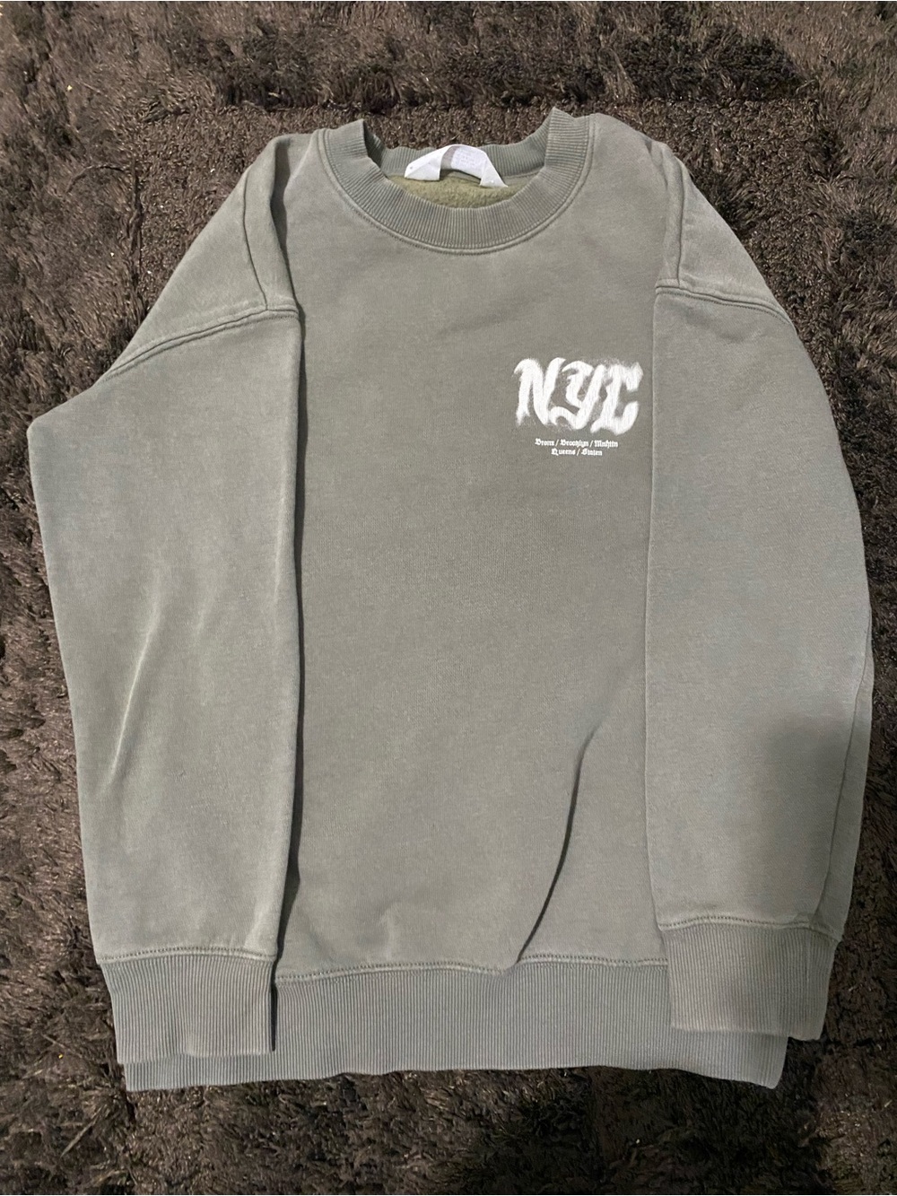 H&M Olive Green NYC Crewneck Sweatshirt